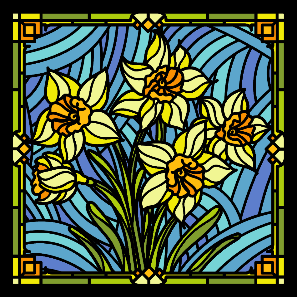 Daffodil (Narcissus) Stained Glass