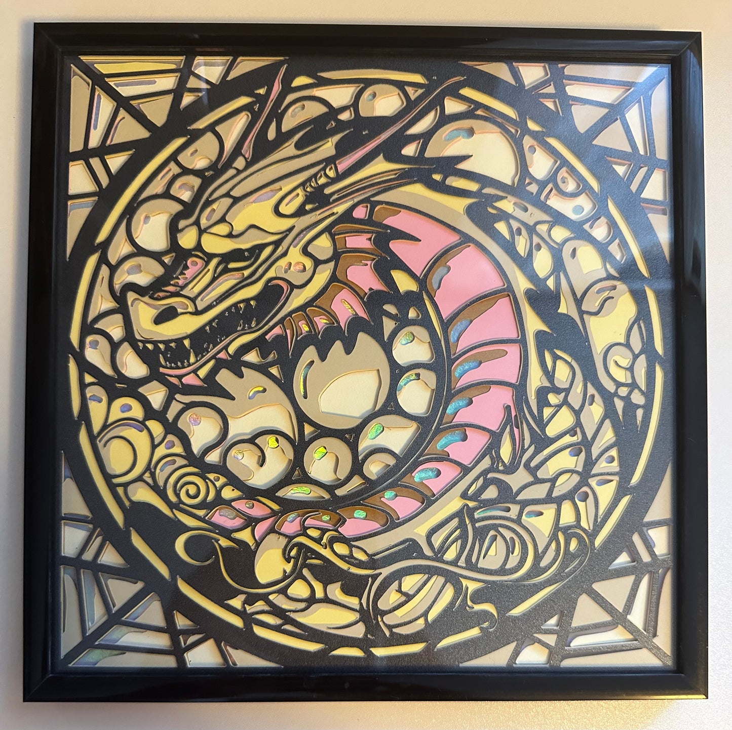Pink Dragon Stained Glass