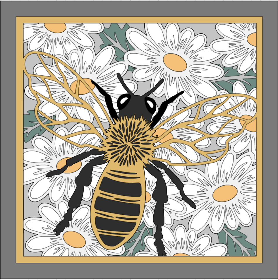 Bee with Daisies Shadowbox