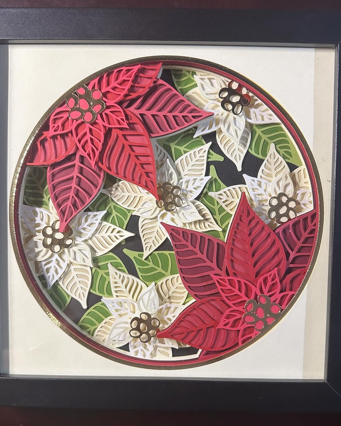 Red & White Poinsettias Shadowbox