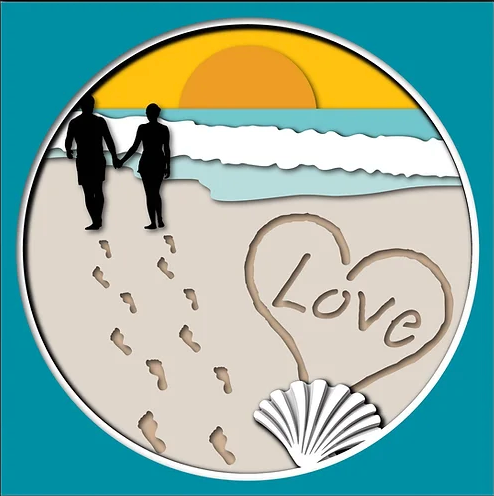 Couple on Beach Shadowbox