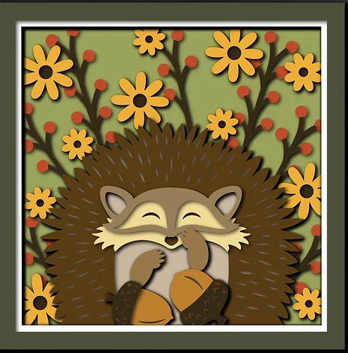 Fall Hedgehog Shadowbox