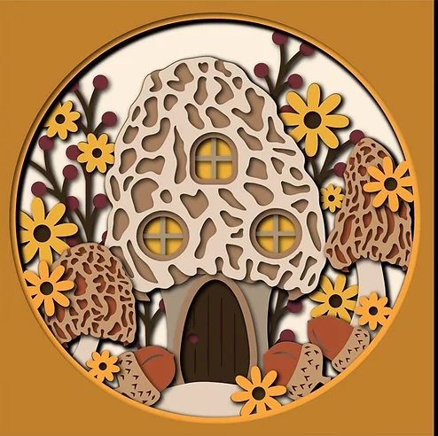 Fall Mushroom House Shadowbox