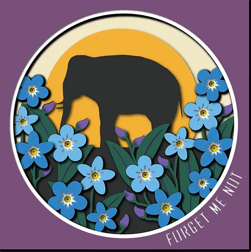 Forget Me Nots With Elephant Shadowbox