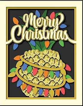 Merry Christmas Pineapple Shadowbox