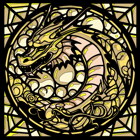 Pink Dragon Stained Glass