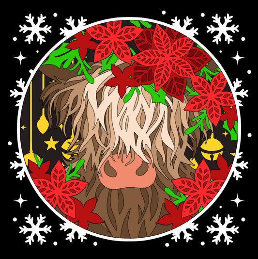 Christmas Highland Cow Shadowbox