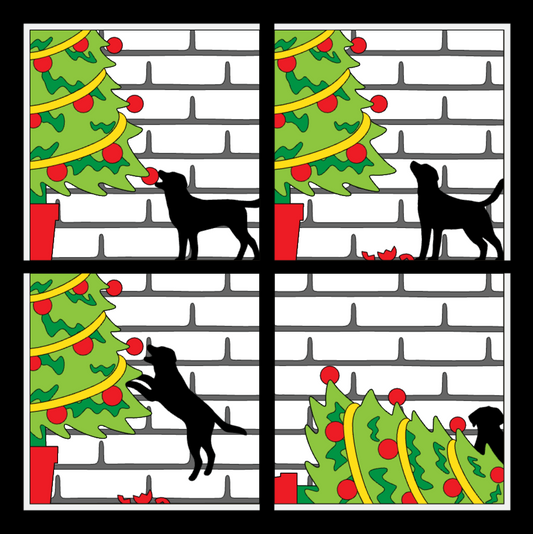 Dog with Christmas Tree Shadowbox