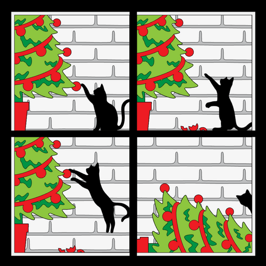Cat with Christmas Tree Shadowbox