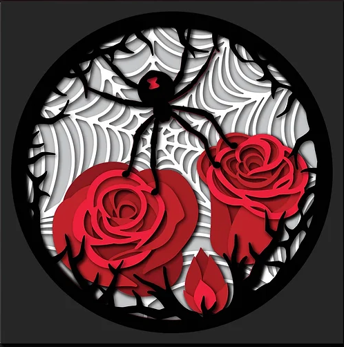 Spider with Roses Shadowbox