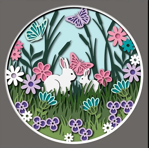 Spring Bunnies Shadowbox