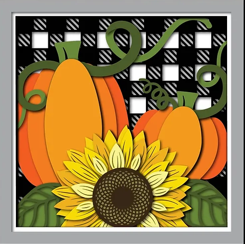 Sunflower & Pumpkins Shadowbox