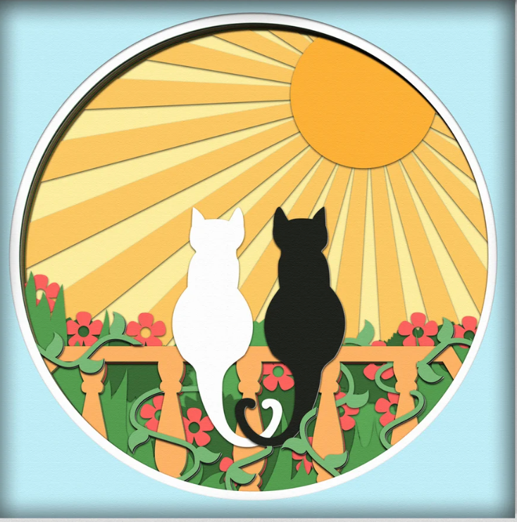 Sunshine Cat Couple Shadowbox