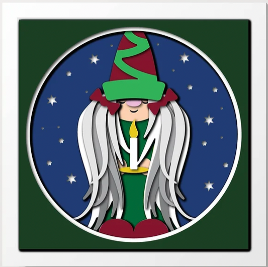 Christmas Lady Gnome Shadowbox