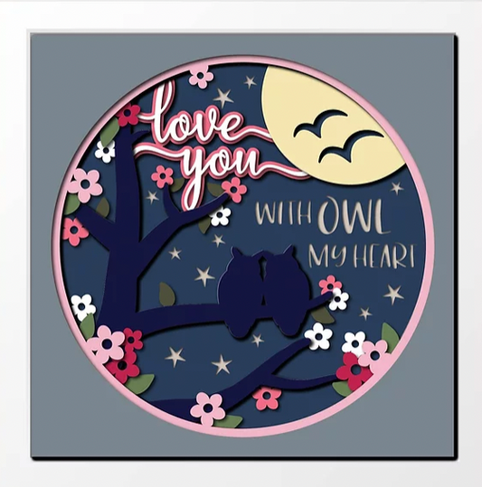Love You With Owl My Heart Shadowbox