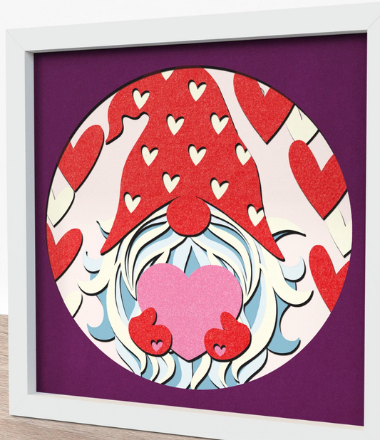 Valentine Gnome with Heart Shadowbox