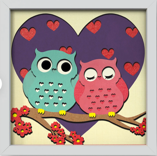 Valentine Owls Shadowbox